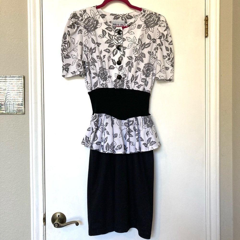 Vintage Peplum Dress - Size 10/12 - Made in USA​​​​​​​​